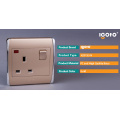 Igoto -New Style Biritish Standard Chorming Frame 13A Wall Switches with Neon